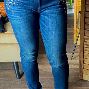 Womans Express Embellished Rhinestone Jeans Skinny Jeans Size 12